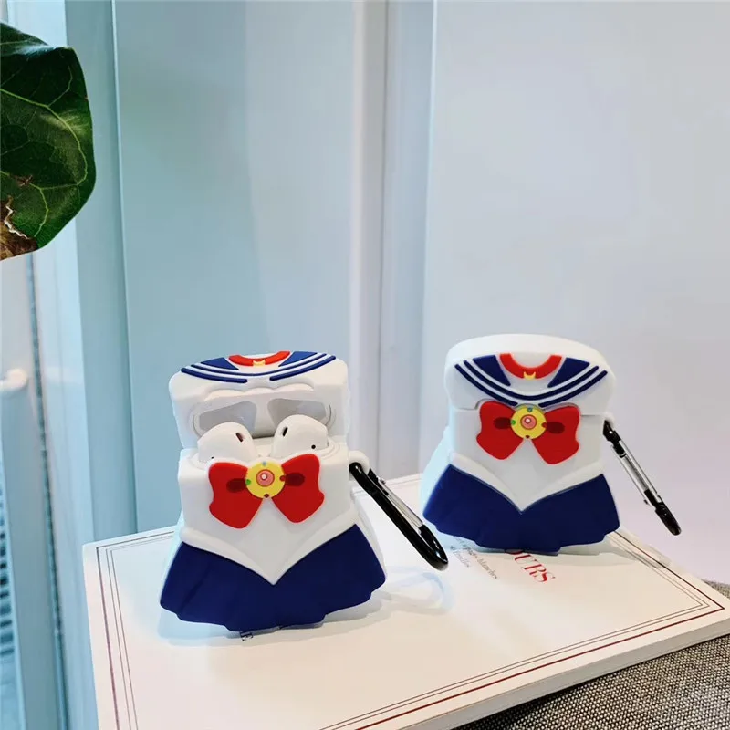 3D роскошный чехол для Airpods, мягкий силиконовый защитный чехол, милый японский аниме Сейлор Мун, одежда для Air pods, аксессуары на цепочке