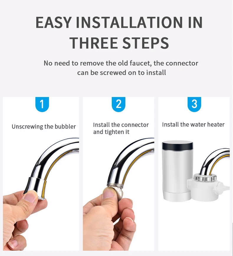 Electric instant hot water heater tap for kitchen with cold and heating faucet functionality