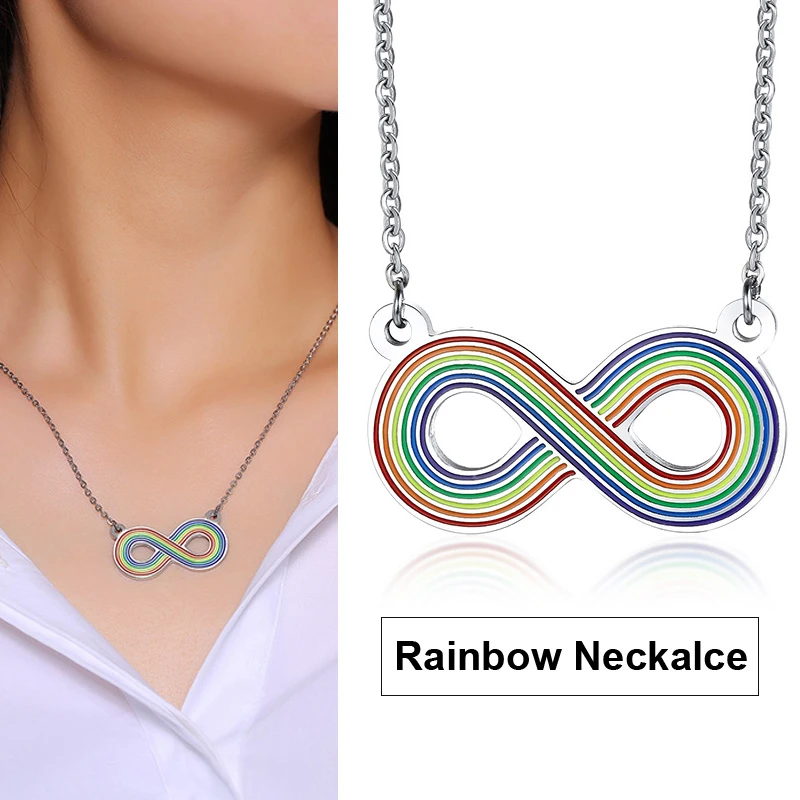 Rainbow Infinity Necklace Gay Pride LGBT Pendant For Women Friendship Jewelry | Украшения и аксессуары