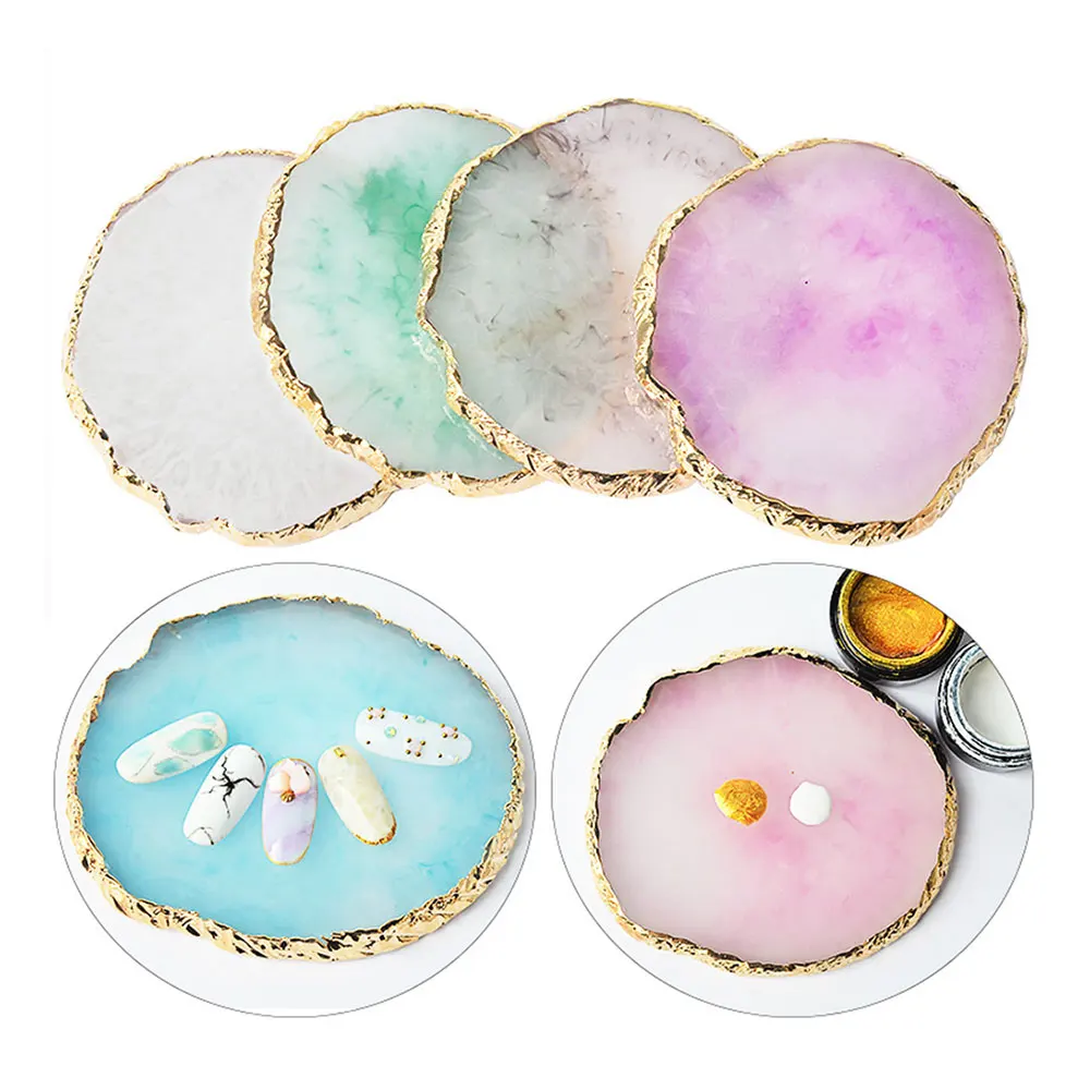 

Natural Resin Agate Nail Color Paint Palette Holder Drawing Nail Art Color Palette For Nail Color Mixing Display Nail Art Tools