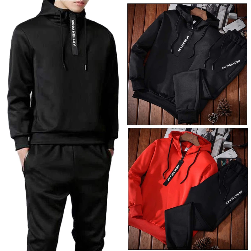 

Men'S Suits Comfortable Warm Two Piece Printed Long-Sleeved Mens Running Play Hoodies Suit Casual Faddish Sports Football
