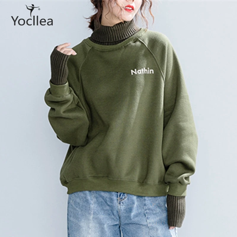 

Autumn Women Hoodies Winter warm Add Velvet Turtleneck Hoodies Sweatshirt ladies Loose Plus size Long sleeve women Tops