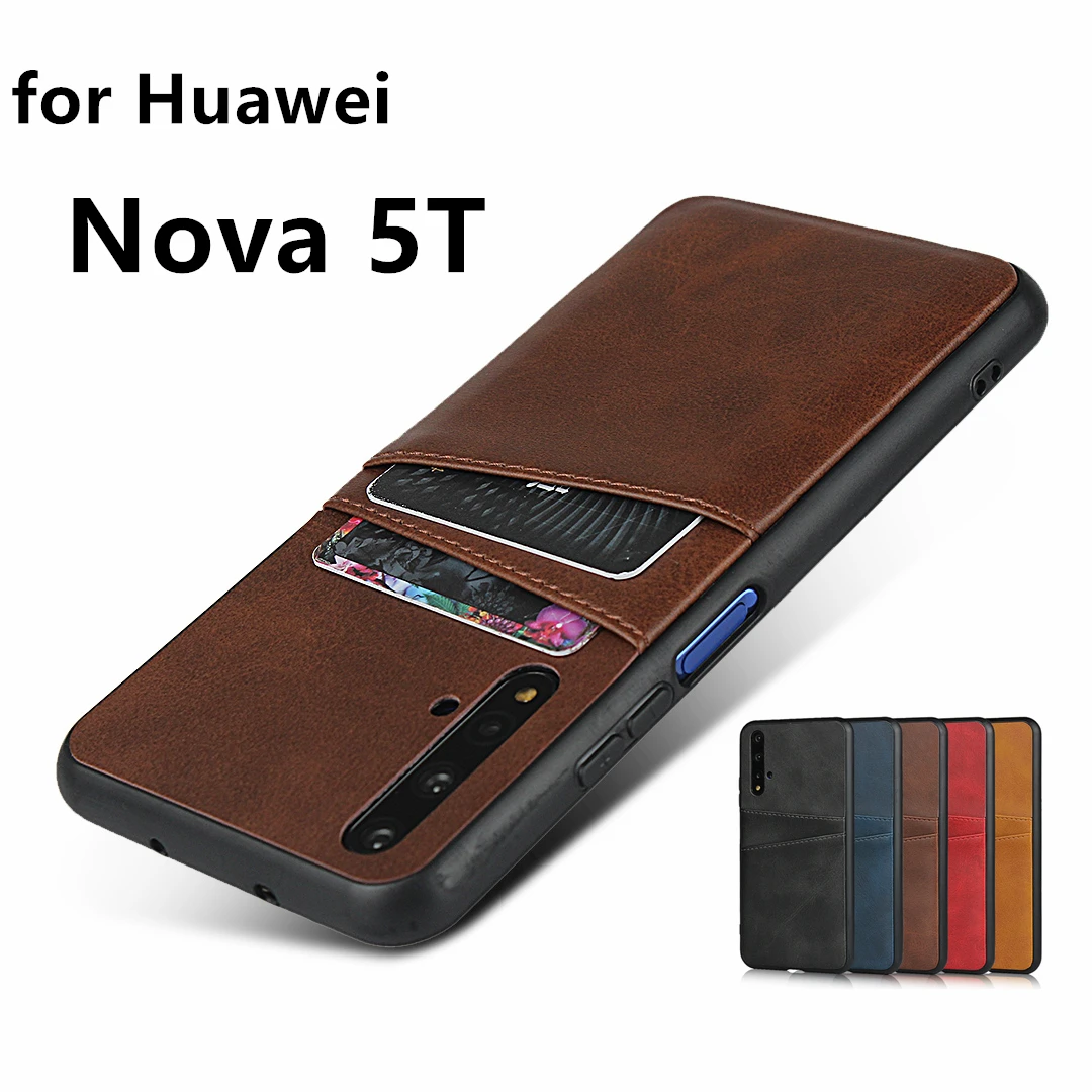 Премиум чехол из искусственной кожи для Huawei Nova 5T кошелек и слоты карт защитная