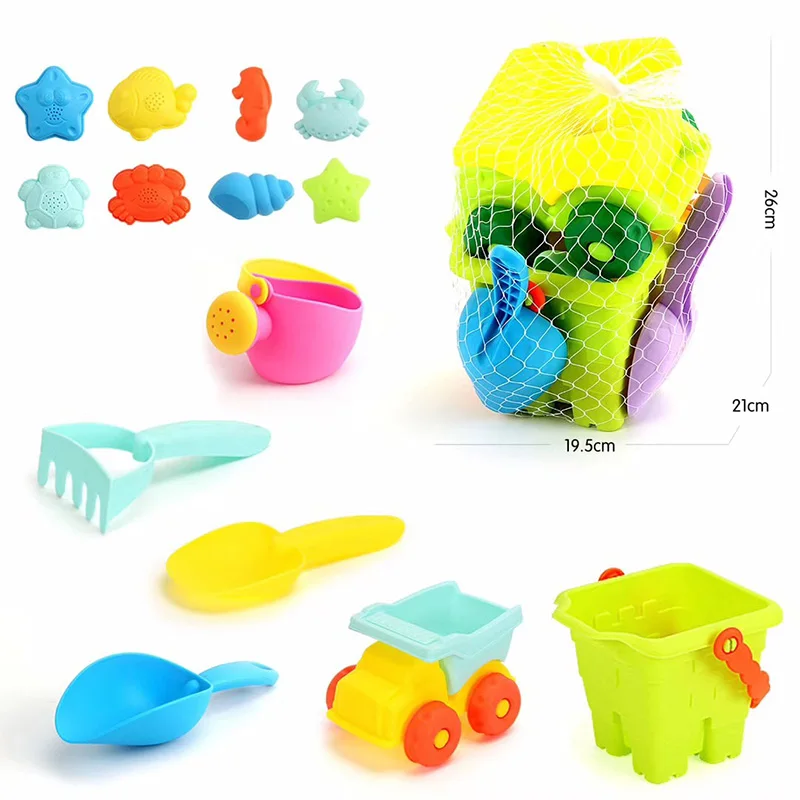 ELOS-15Pcs/наборы пляжных игрушек мягкое резиновое пляжное ведерко игрушка набор веселых игрушек детские подарки лето на открытом воздухе