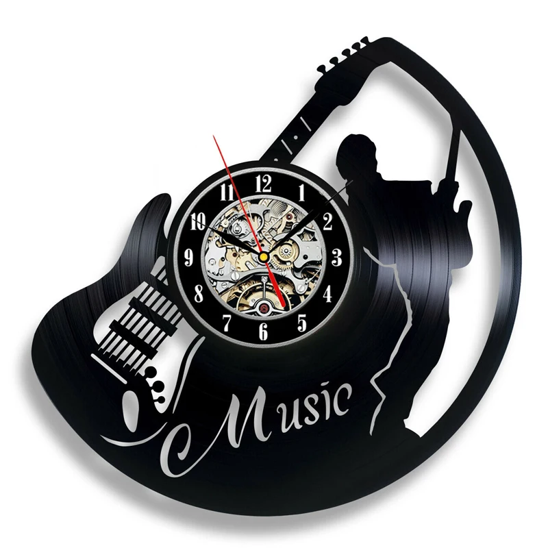 Виниловая пластинка настенные часы современный дизайн гостиная музыкальная тема часы музыкальный инструмент пианино гитара барабан настенные часы домашний декор