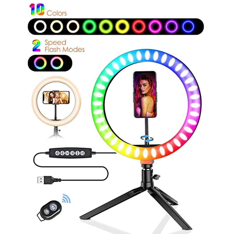 

10 Inch Beauty Fill Light LED Ring w/Tripod Stand Dimmable Kit for Phone Photo Studio Video Stream For Portrait 3000-6000k