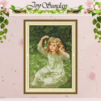 

The girl with Garland Patterns Counted Cross Stitch 11CT 14CT Cross Stitch Set Wholesale Cross-stitch Kit Embroidery Needlework