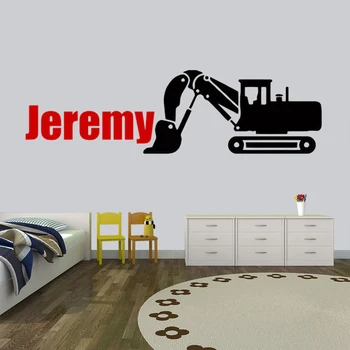 

Custom name Construction Bulldozer Wall Decal Heavy Construction Wall Sticker Tractor Wall Decor Decal for Boys room decor HY948