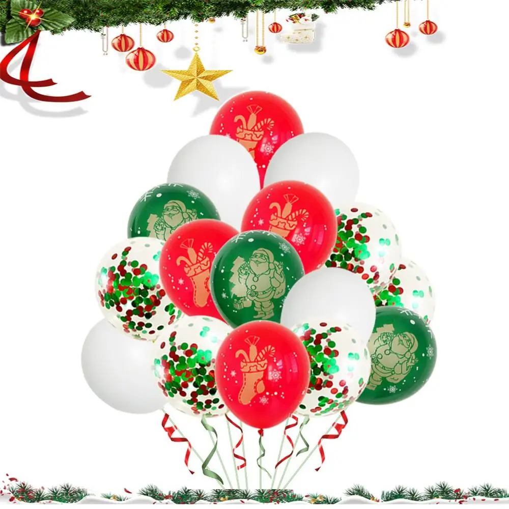 

E-doo 30 Pieces Christmas Party Balloons Set, 12 Inch Latex Confetti Balloons for Christmas Party Decoration