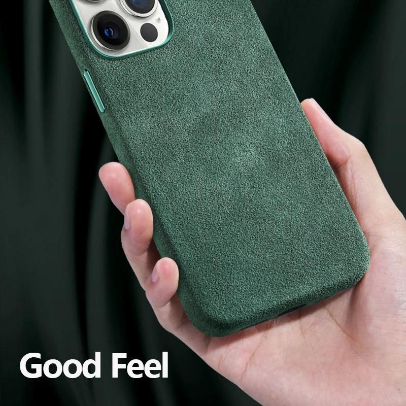 Italian Alcantara Case for iPhone 15 Pro Max Business Leather Phone Back Cover for iPhone 16 Pro Max Magnets For MagSafe Grey 2