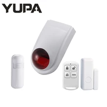 Sirène stroboscopique extérieure sans fil 433MHz, système d'alarme de sécurité domestique, fonctionne comme hôte d'alarme avec télécommande et capteurs de porte 