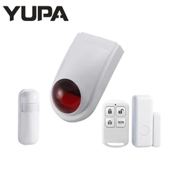 Wireless 433MHz Outdoor Strobe Siren for Home Security Alarm System Work as an Alarm Host with Remote Control & Door Sensors