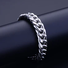 Серебряные браслеты из нержавеющей стали, мужские цепочки на руку для мужчин, очаровательные кубинские звенья, цепочки, браслет, мужские аксессуары, подарки для мужчин, панк