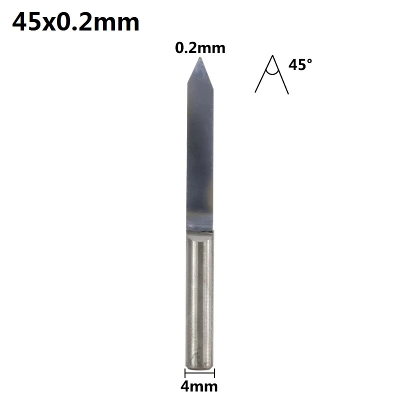 XCAN 10 шт. 4 мм хвостовик 10/15/20/30/45/60/90 градусов PCB резьба с ЧПУ из карбида торцевая фреза 3D гравировальный резец - Длина режущей кромки: 45x0.2mm
