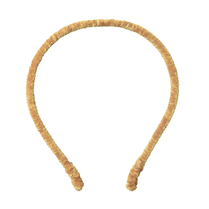 Простая бархатная повязка на голову с плюшевой головкой ободок для волос для женщин осень зима тонкие повязки на голову обруч для волос аксессуары - Цвет: ginger yellow