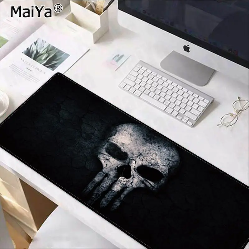 Игровой коврик для мыши Maiya The Punisher skull из натурального каучука, Настольный коврик, версия для контроля скорости, большой игровой коврик для мыши - Цвет: Lock Edge 30x80cm