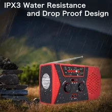 Emergency Solar Hand Crank Radio with AM/FM LED Reading Lamp SOS Alarm HSJ-19