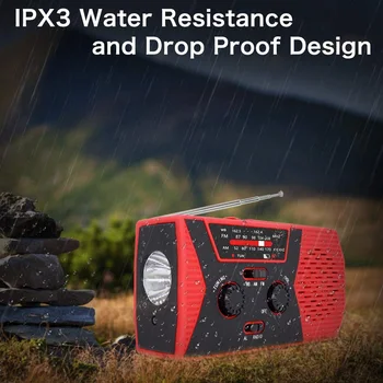 

Emergency Solar Hand Crank Radio with AM/FM LED Reading Lamp SOS Alarm HSJ-19