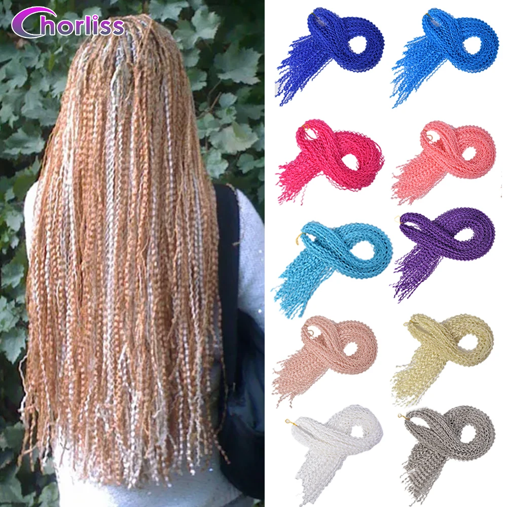 Fashion Long Curly Zizi Braids Crochet Box Braids Colored Synthetic Braiding Hair Extensions Blue Gray Brown Blonde Crochet Hair 1