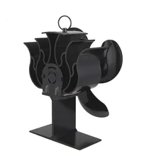 Black Fireplace 4 Blade Heat Powered Stove Fan  Log Wood Burner Eco Friendly Quiet Fan Home Efficient Heat Distribution