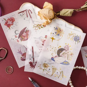 

3 pcs/pack Time Space Fantasy Bullet Journal Stickers Bronzing Stationery Stickers Scrapbooking DIY Diary Album Stick Label