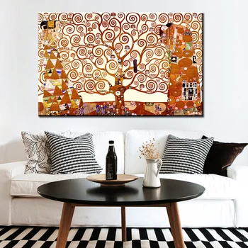 

Classical Famous Painting Tree of Life By Gustav Klimt Wall Art Posters and Prints on Canvas Painting for Living Room Decor