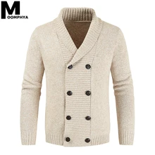 Moomphya, мужской свитер с длинным рукавом и отложным воротником, повседневный жаккардовый вязаный свитер, мужская зимняя куртка, кардиган для мужчин