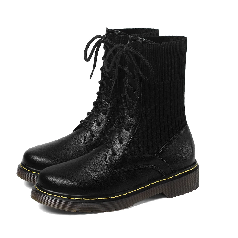 women's lace up combat boots black