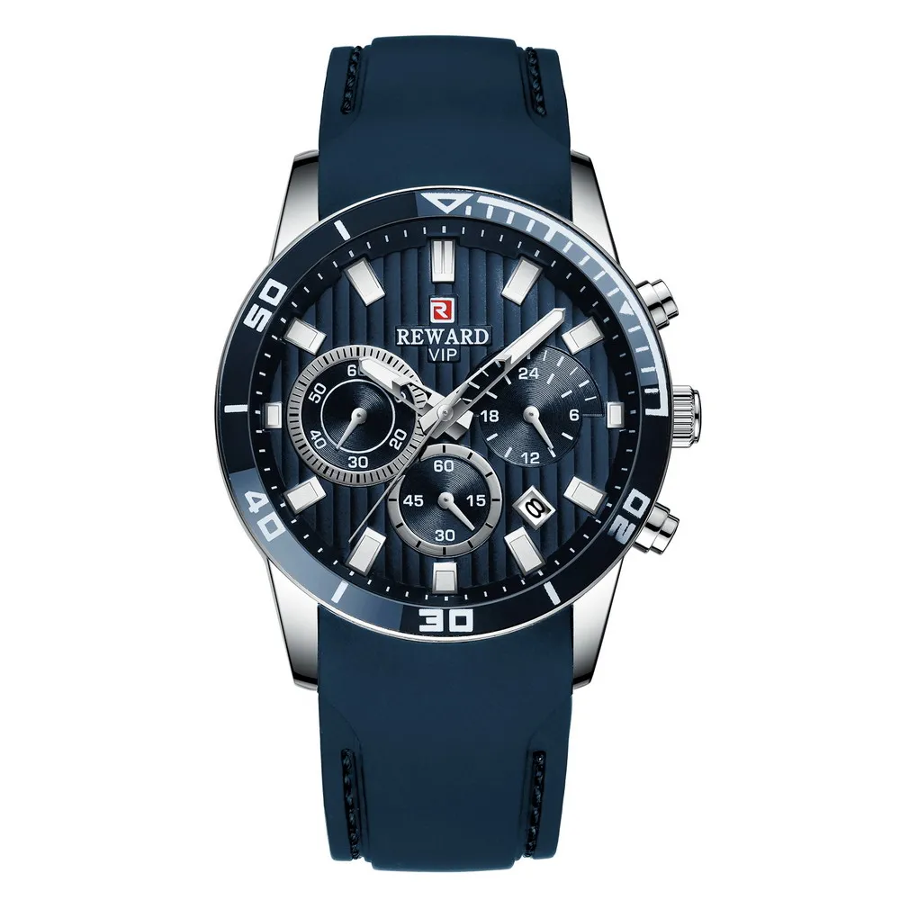 REWARD Orologio Uomo Cronografo Multifunzione Al Quarzo - Cinturino In Silicone - Quadrante Luminoso E Data - 2