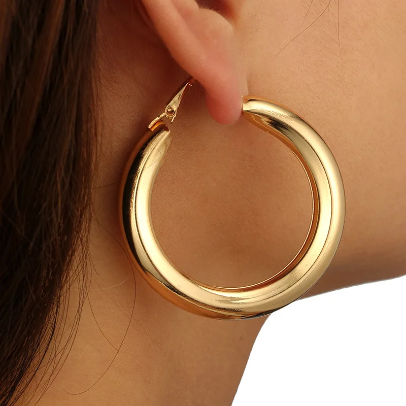 Модные золотые серьги-кольца больших размеров для женщин, богемные широкие большие круглые массивные серьги, Винтажные Ювелирные изделия