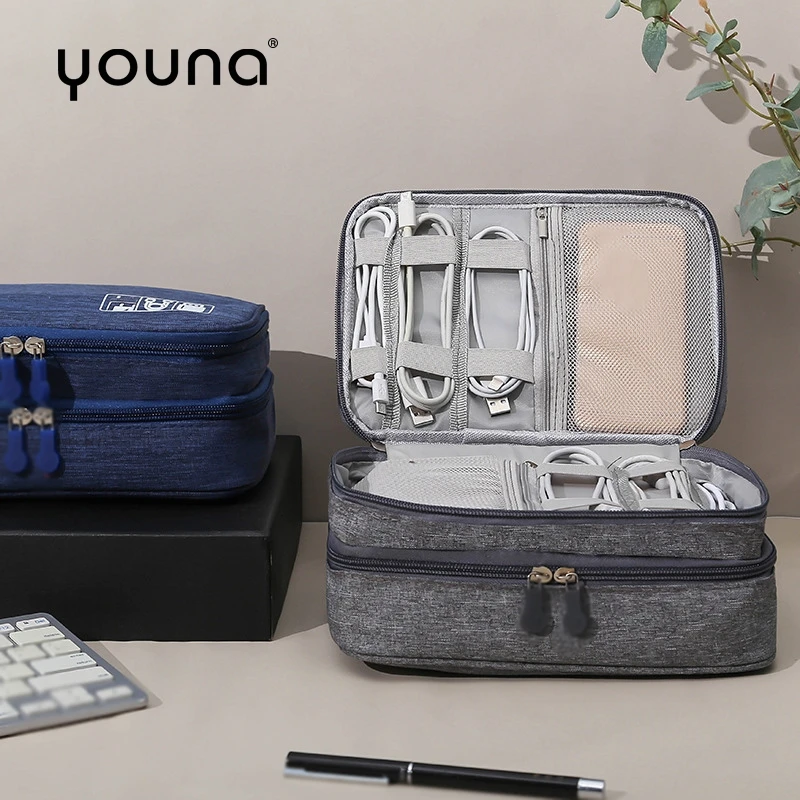 

Electronics Organizer Cable Storage Tidy Bag Double Layer for Cables Digital Packet for Electronic Accessories Travel bag