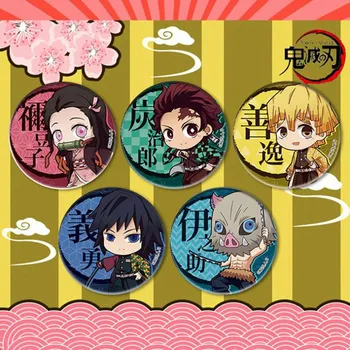 

5-9pcs/Set Anime Badges Demon Slayer: Kimetsu no Yaiba Pin Button Brooch Bedge Bag