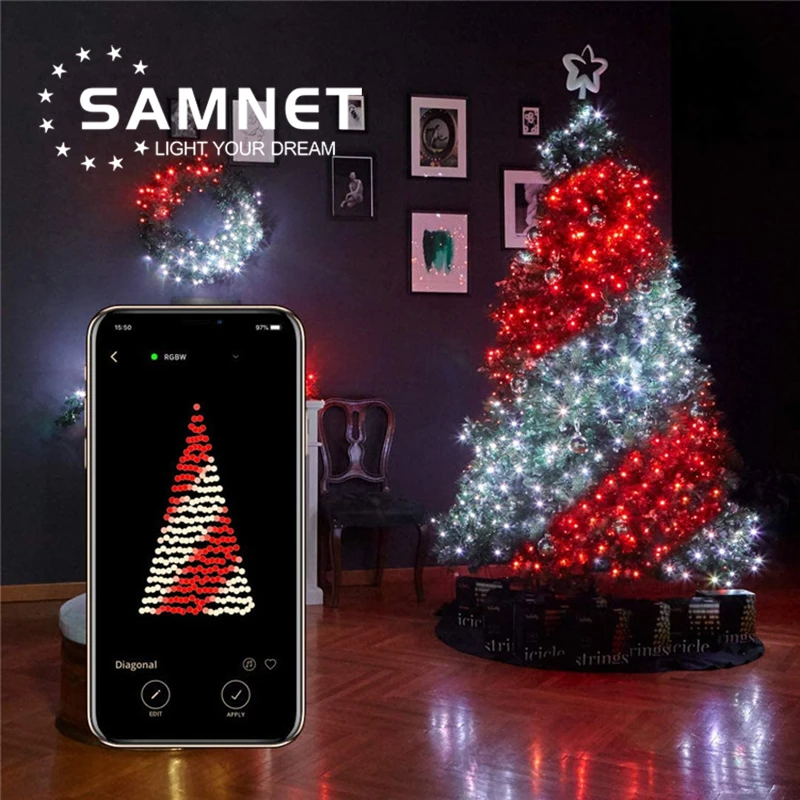 tira de luces led inteligentes de navidad para decoracion lamparas de exterior de arbol de ano nuevo impermeables ip66 2020