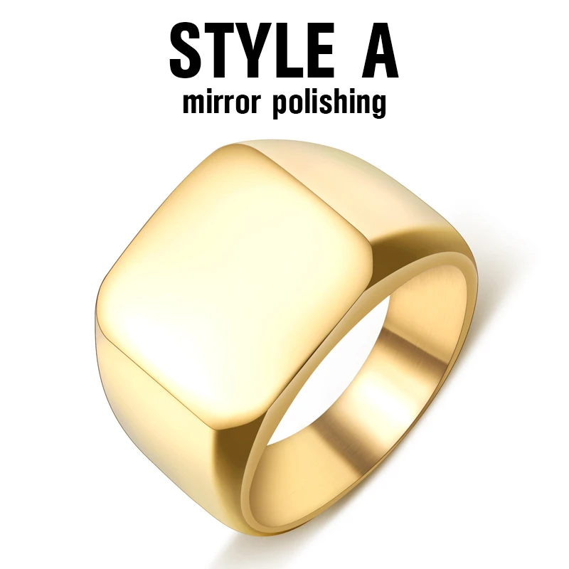BEIER, мужское полированное модное байкерское кольцо из нержавеющей стали 316L, уникальное серебряное Золотое черное квадратное кольцо для мужчин, подарок BR8-177 - Цвет основного камня: BR8-177Gold