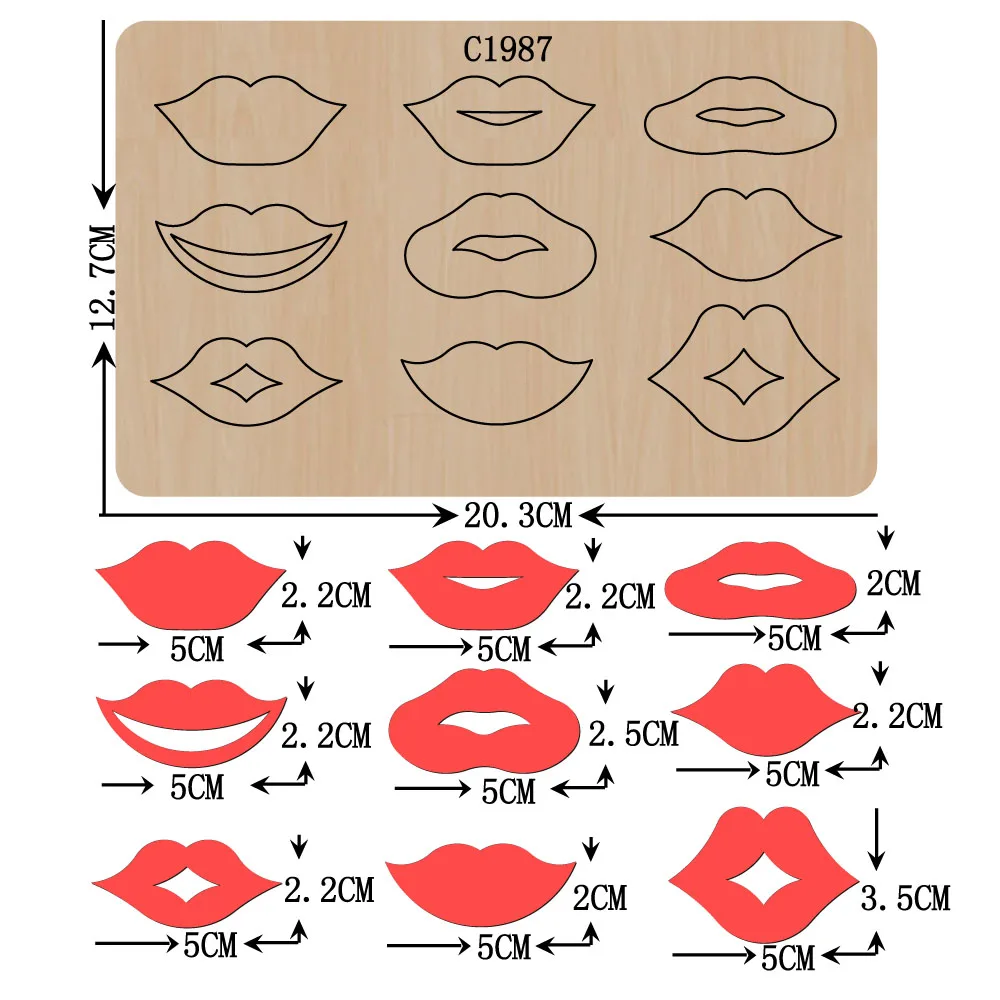 New Lips Wooden die Scrapbooking C1987 Cutting Dies | Дом и сад