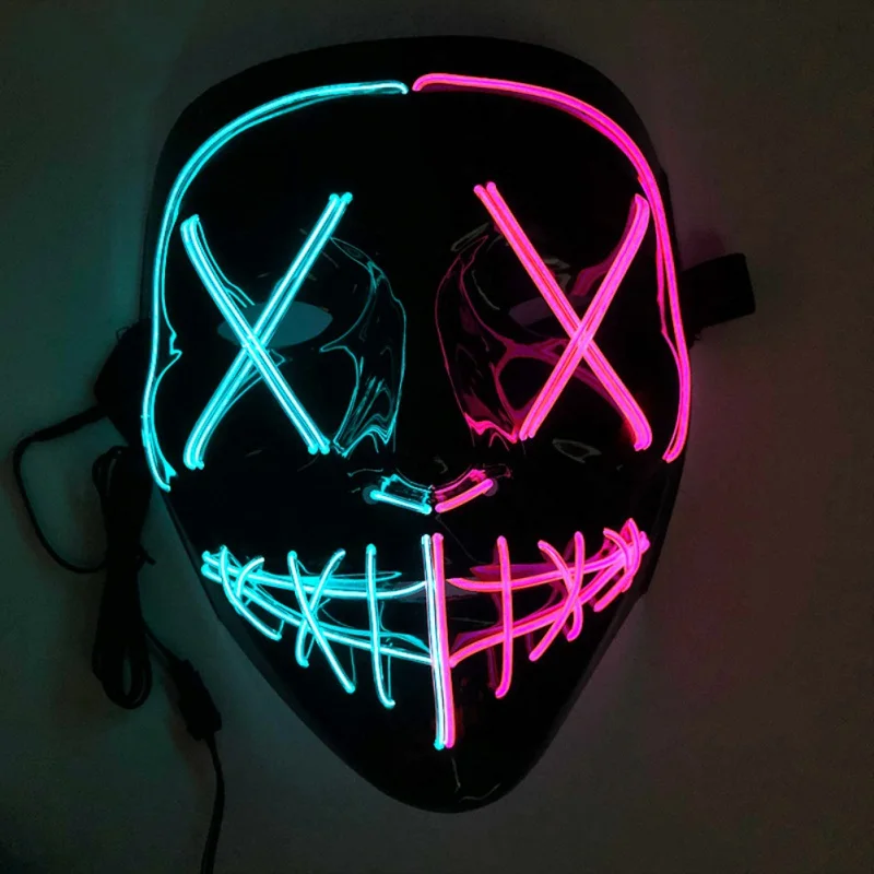 Светодиодный маски для Хэллоуина, Вечерние Маски для продувки, отличный Забавный флаг, карнавальный костюм, светящиеся в темноте