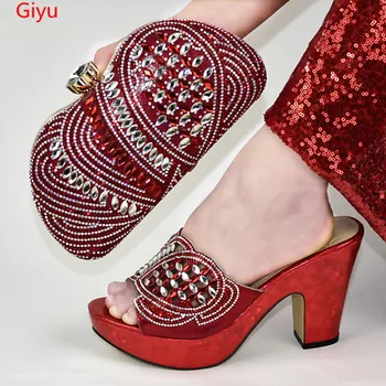 

doershow best selling African Women Matching Italian Shoe and Bag Set silver Italian Shoe with Matching Bag for Wedding SAE1-3