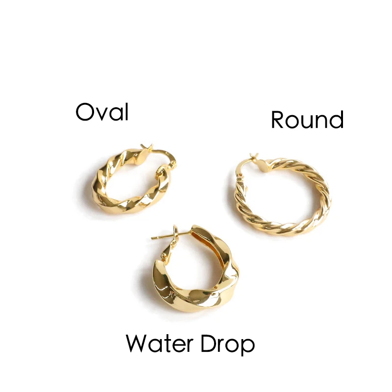 INKDEW, Золотые серьги-кольца с узлом для женщин, скрученные полые круглые серьги с неровной обмоткой, изогнутые геометрические серьги - Окраска металла: Water Drop