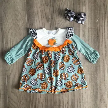 

children girls fall/winter skirt girls Halloween dress girls pumpkin dress with bow