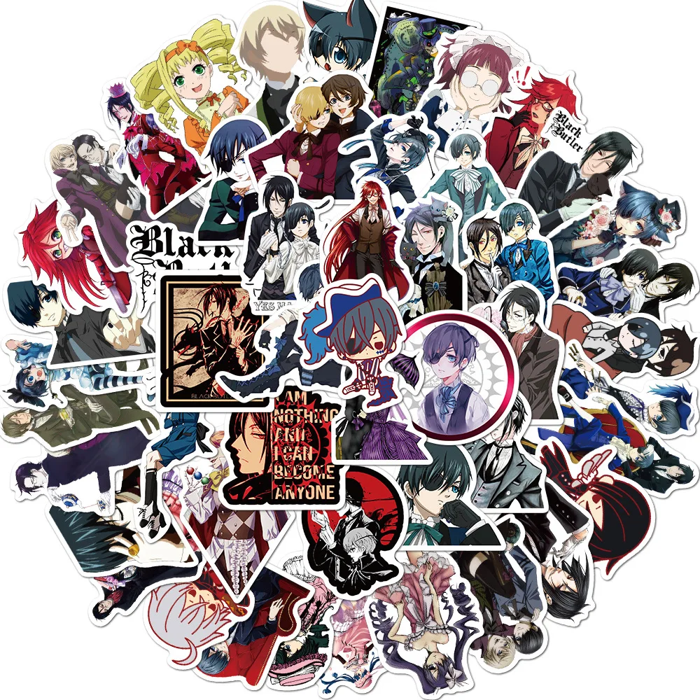 

10/30/50pcs Anime Black Butler Stickers for Guitar DIY TOY Bicycle Motorcycle Car Skateboard Snowboard Laptop Luggage