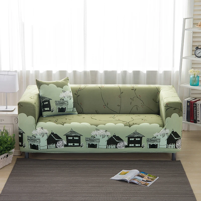 Printed Stretch Sofa Covers Furniture Protector Polyester Loveseat Couch Cover l 1/2/3/4-seater Arm Chair Cover for Living Room