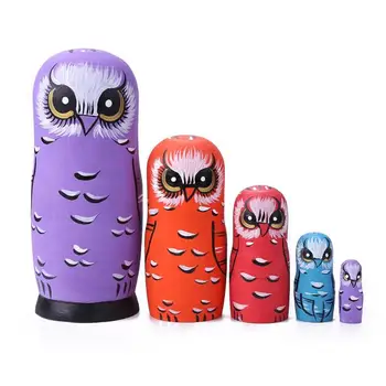 

5pcs Color Painted Wooden Toys Develop Children's Interests Practical Ability Creative Russian Nesting Dolls Handmade Gifts