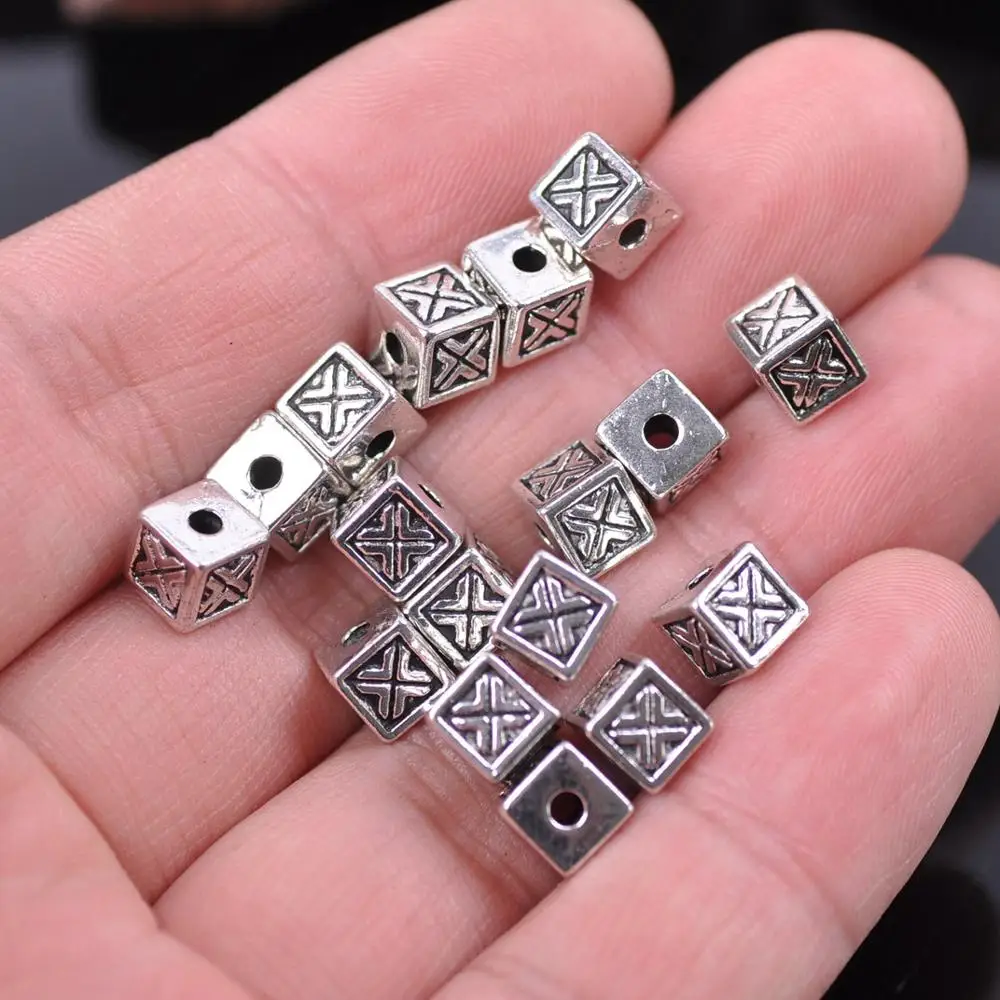 Spacer Beads 50pcs Tibetan Silver Color Metal Alloy Loose for Earring Necklace Bracelet Jewelry Making Findings DIY Crafts