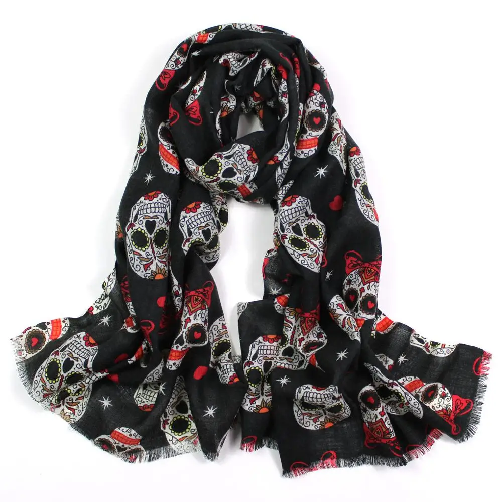 

Skull Winter Cashmere Scarf Female Luxury Brand Scarves Lady Tassel Bandana Women Shawl Wraps Foulard Tippet Pashmina