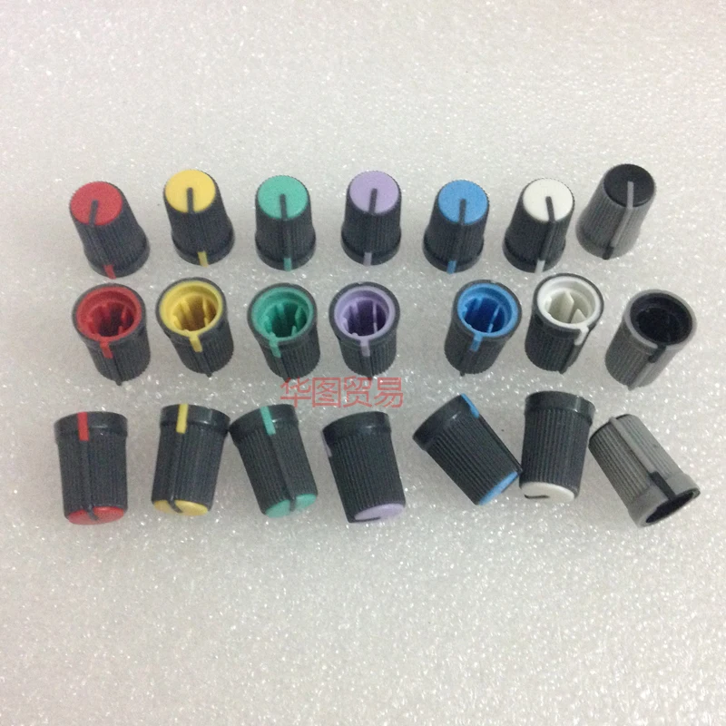 14pcs Soundcraft mixer half axle potentiometer knob cap / red yellow blue green purple white black 270 degrees audio light knob