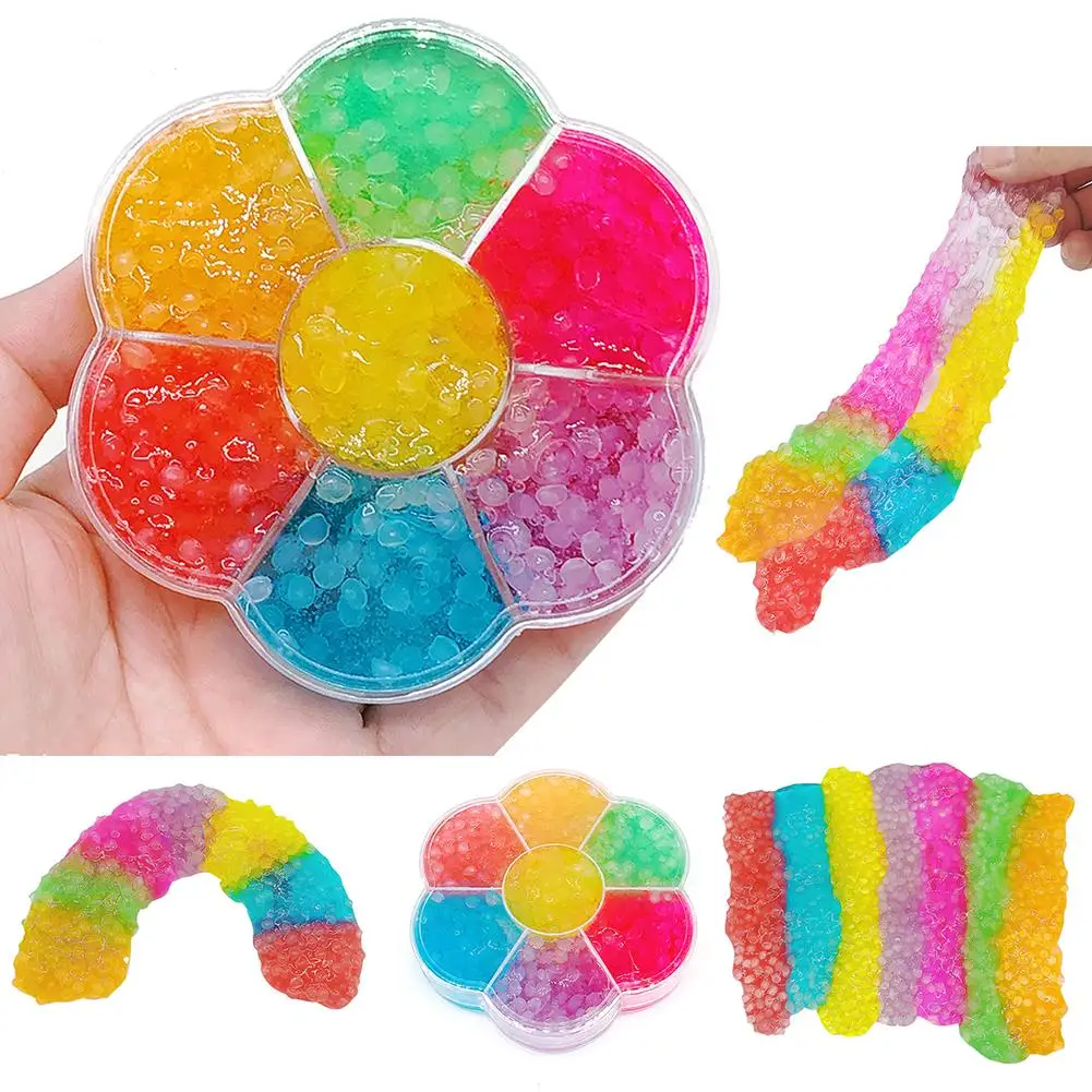 

Slime 120 ML Toy Color Block Flower Grains Shape Fluffy Putty Slime Tray Decompression Kids Toy