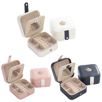 

1 Pc Portable Travel Leather Jewelry Organizer Display Earrings Rings Necklace Storage Case Jewellery Box for Women Girls Gifts