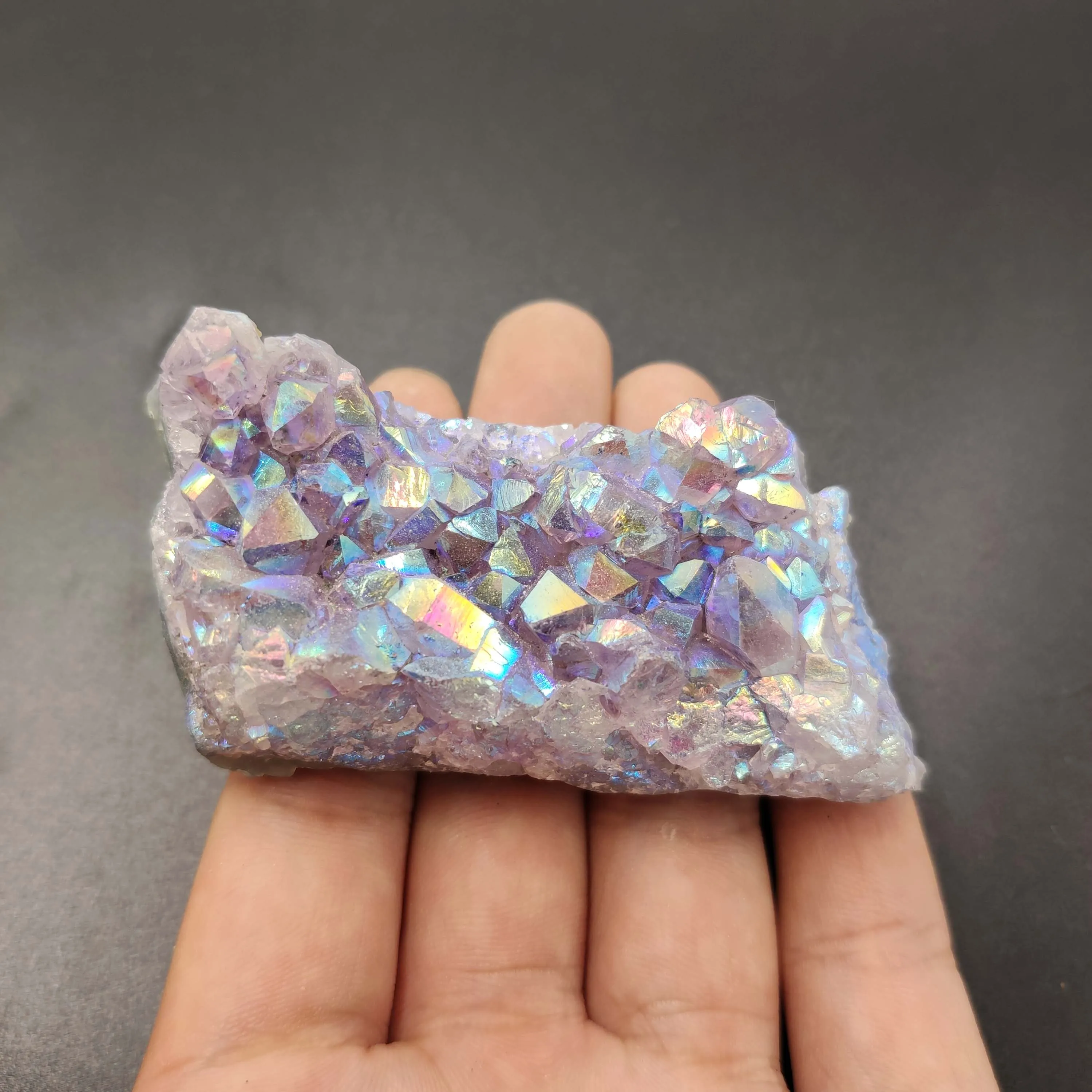 

85g natural angel aura crystal cluster electroplating Titanium coating quartz cluster stone Healing