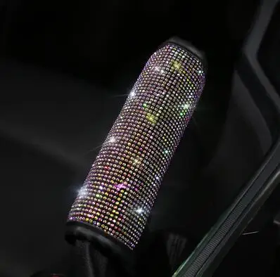 1pc Handbrake Cover Красочные Bling Стразы чехол рулевого колеса автомобиля кристалл чехол на автомобильный ремень безопасности подлокотники крышка интерьерные аксессуары для женщин - Название цвета: 1pc Handbrake Cover
