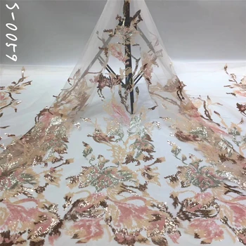 

2020 New Designs African Lace Fabric High Quality Lace Material French Embroidered Tulle Lace Fabric With Sequins